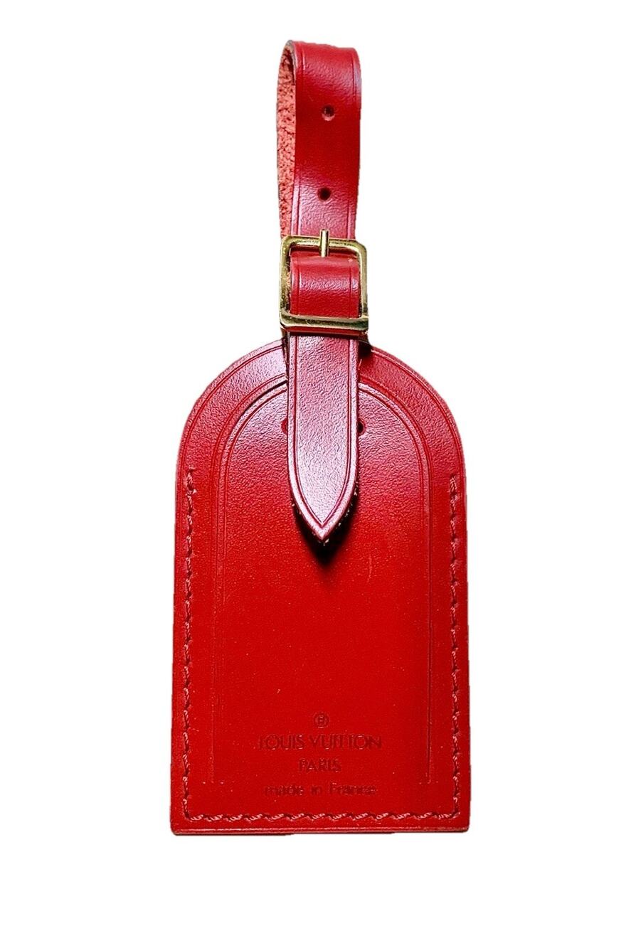 Louis Vuitton Red Calfskin Luggage Tag Goldtone Handware France